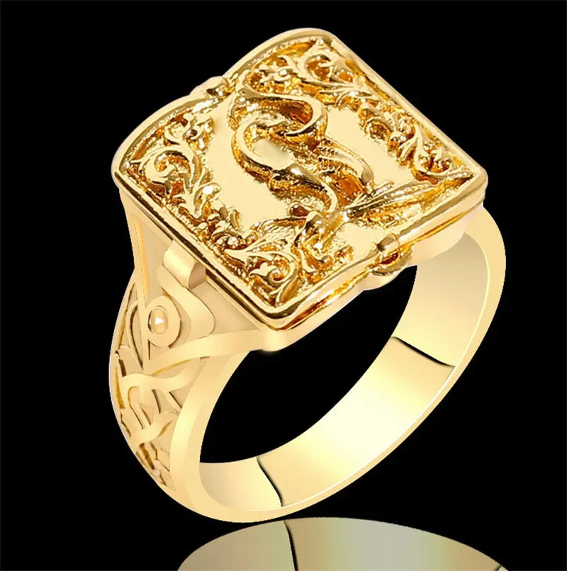 Dragon, Lion & Skull Flip-Top Signet Ring — Two-Tone