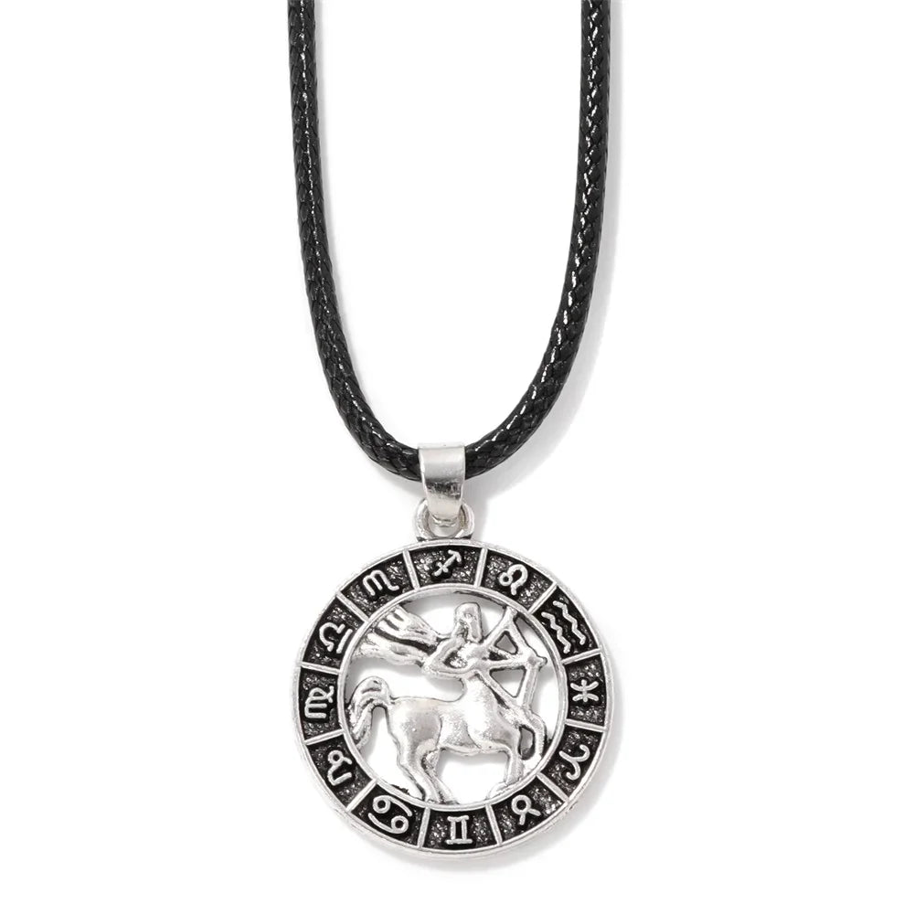12 Horoscope Pendant Necklace For Women Men Silver Color Aries Leo 12 Constellations Zodiac Sign Necklaces Choker