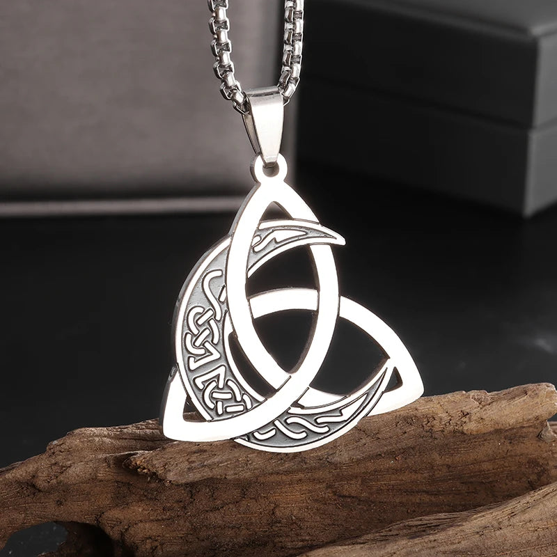 Celtic Witch Knot Pendant Necklace — Steel
