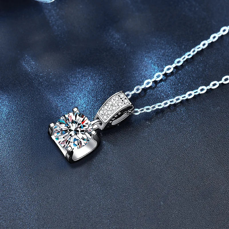New 925 Sterling Silver Necklace Pendant 5A Zircon For Women Classics Fashion Wedding Engagement Jewelry Party Gift
