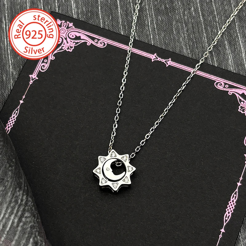 Iced Out Moon Silver Pendant Sterling Zircon Sun