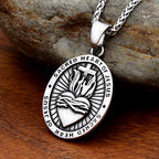 Men's Heart of Jesus Pendant Necklace For Men Women 316L Stainless Steel Religious Cross Amulet Jewelry Gifts Fashion