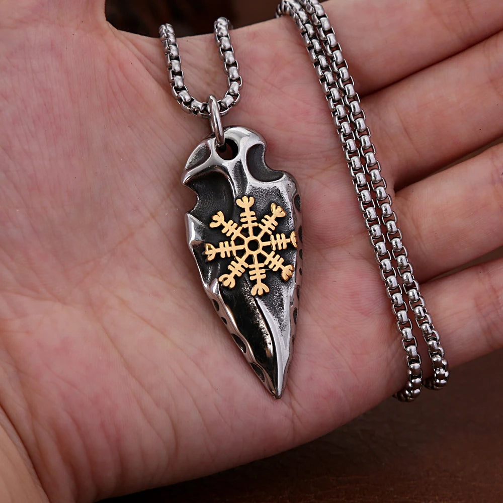 Compass Viking Steel Pendant Vintage Spear Nordic