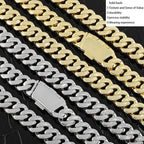 Iced Out Cuban Chain Necklace Stainless Steel 11MM