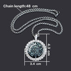 Aztec Calendar Pendant Necklace — Ancient Mexico Art, Rhinestone