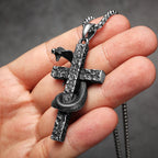 Cobra Cross Men Necklaces Stainless Steel Pendant Chain Women Fashion Jewelry Retro Snake Amulets Punk Accessories