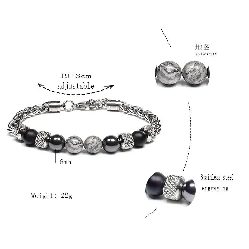 Tiger Eye Beaded Bracelet — Stainless Steel