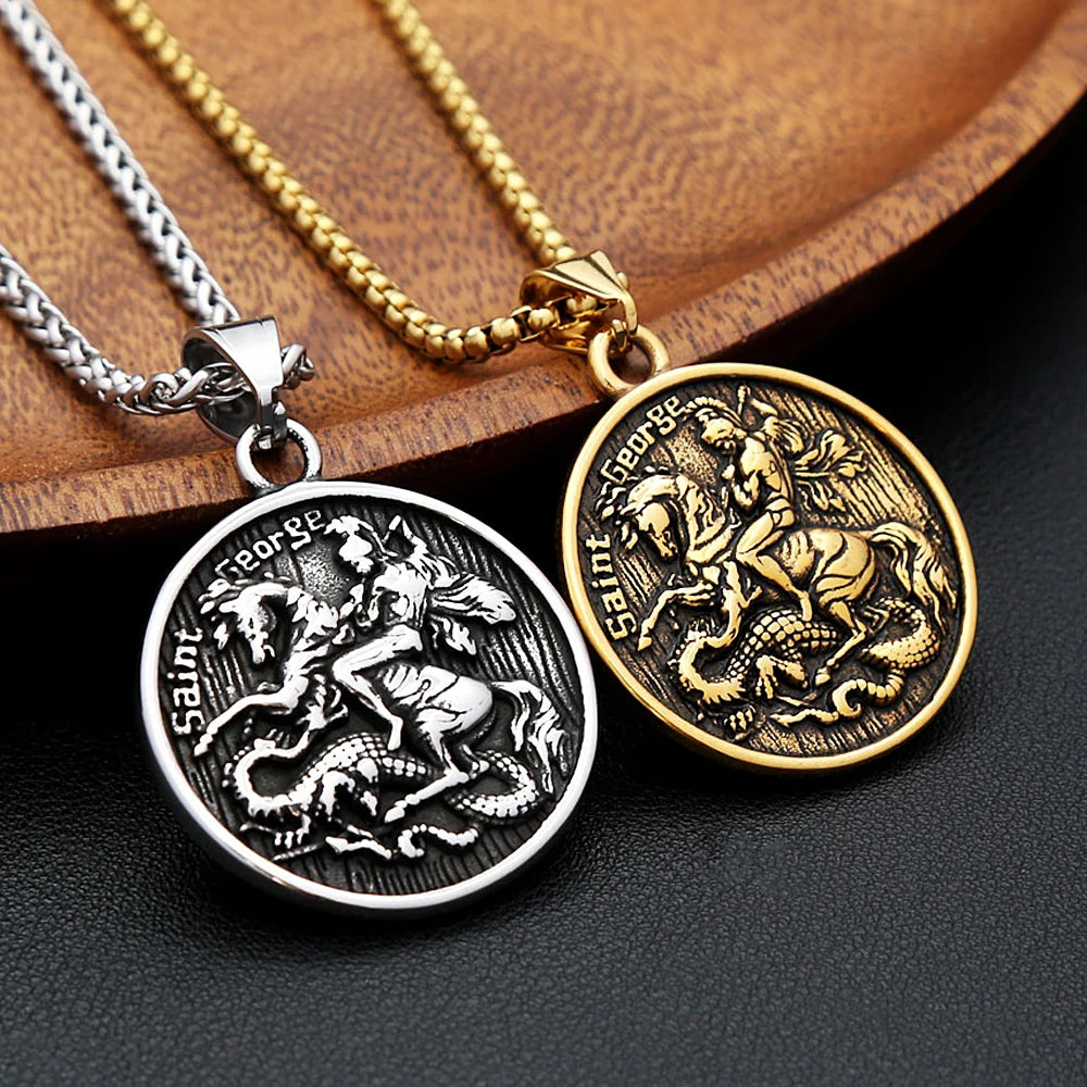 Saint George Dragon Pendant — Stainless