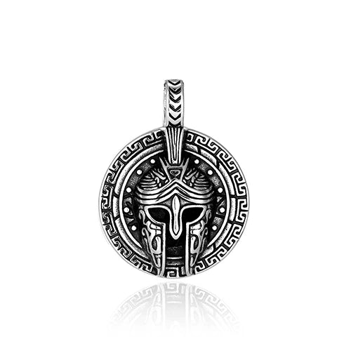 Spartan Mask Pendant 316L Stainless Steel Gothic Punk Viking Amulet Necklace For Men's Steel Color Adjustable Chain(50/60/70CM)