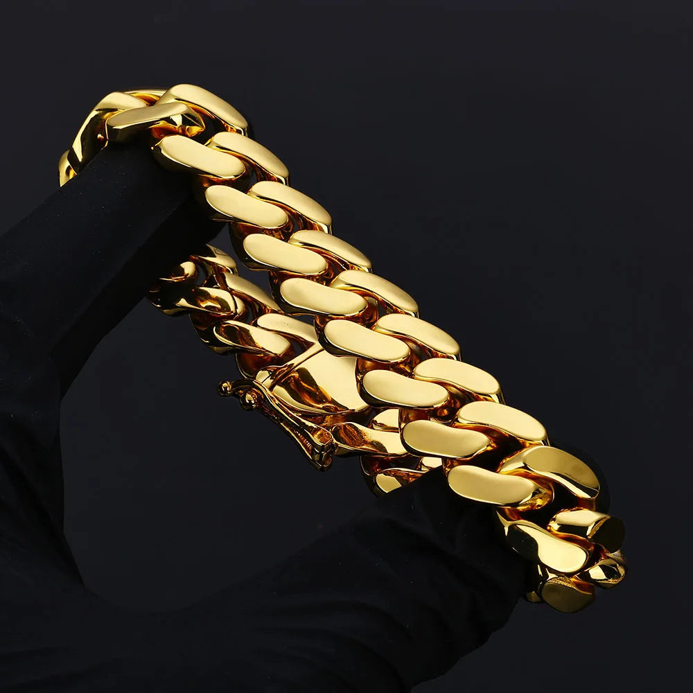 Gold Cuban Chain Necklace 12MM 18K Brass