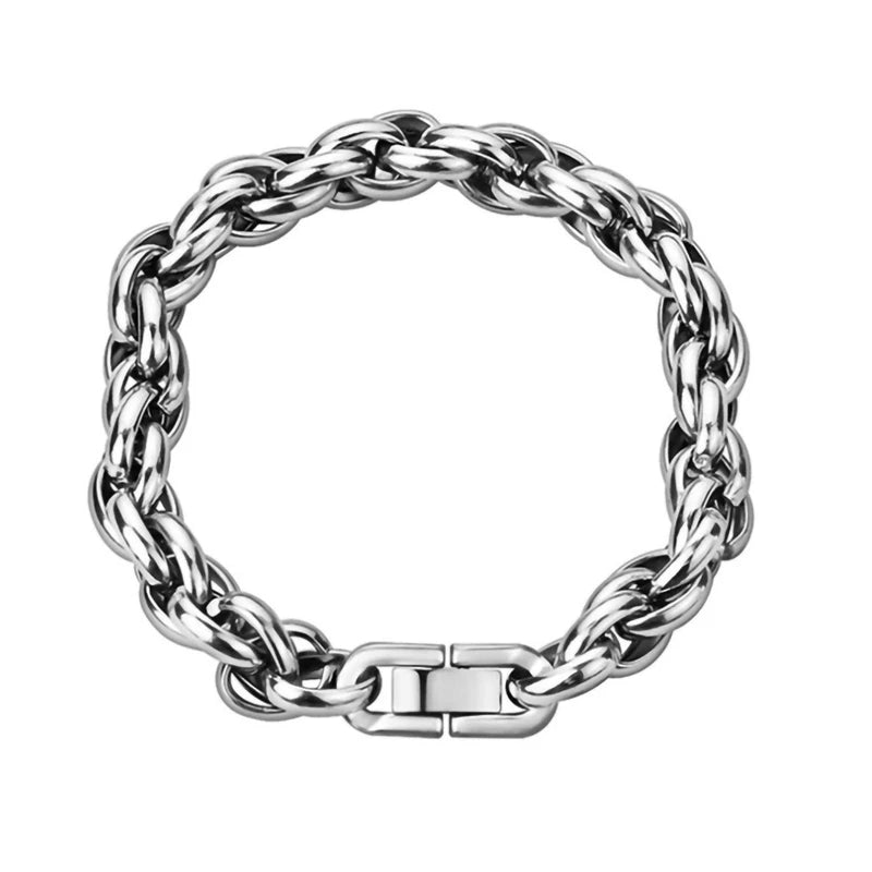 Classic Stainless Steel Cuban Chain Bracelet Fashion Men's Street Hip Hop Punk Titanium Steel Bracelet Fashion Men's Jewelry Gif