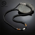 Tiger Eye Beaded Necklace — Stainless Steel