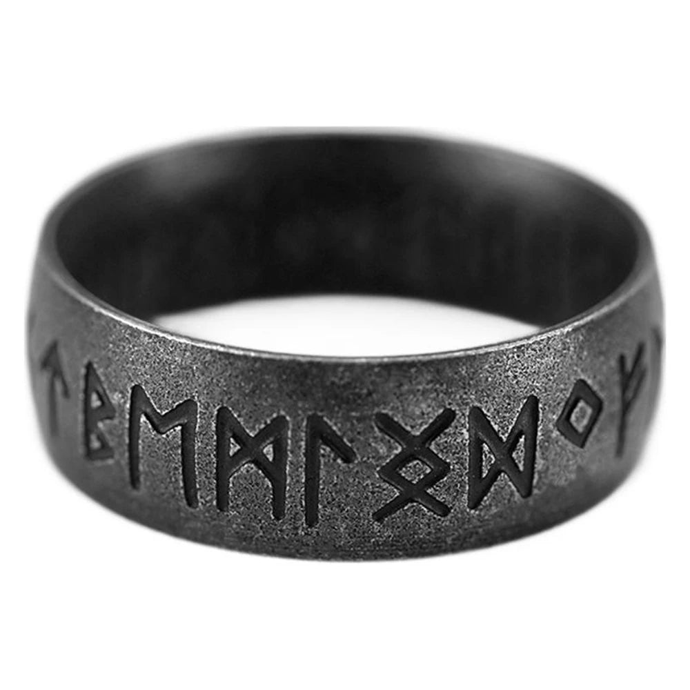 Viking Vegvisir Norse Runes Ring Antique Black — Stainless Steel