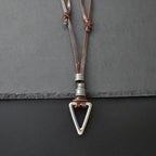 Leather Triangle Rope Chain Necklace — Zinc Alloy