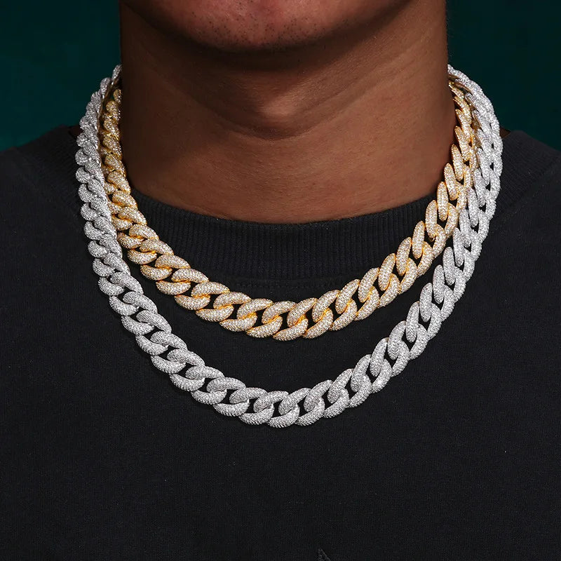 Iced Out Miami Cuban Link Bracelet for Men, Full CZ Diamond Hip Hop Bling Jewelry, Rapper Streetwear Accessory