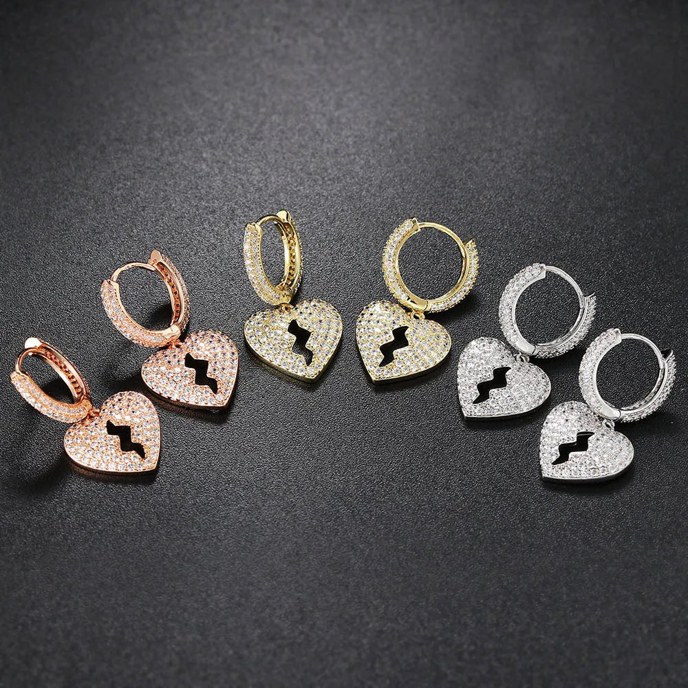 Crystal Heart Hoop Earrings — Stainless