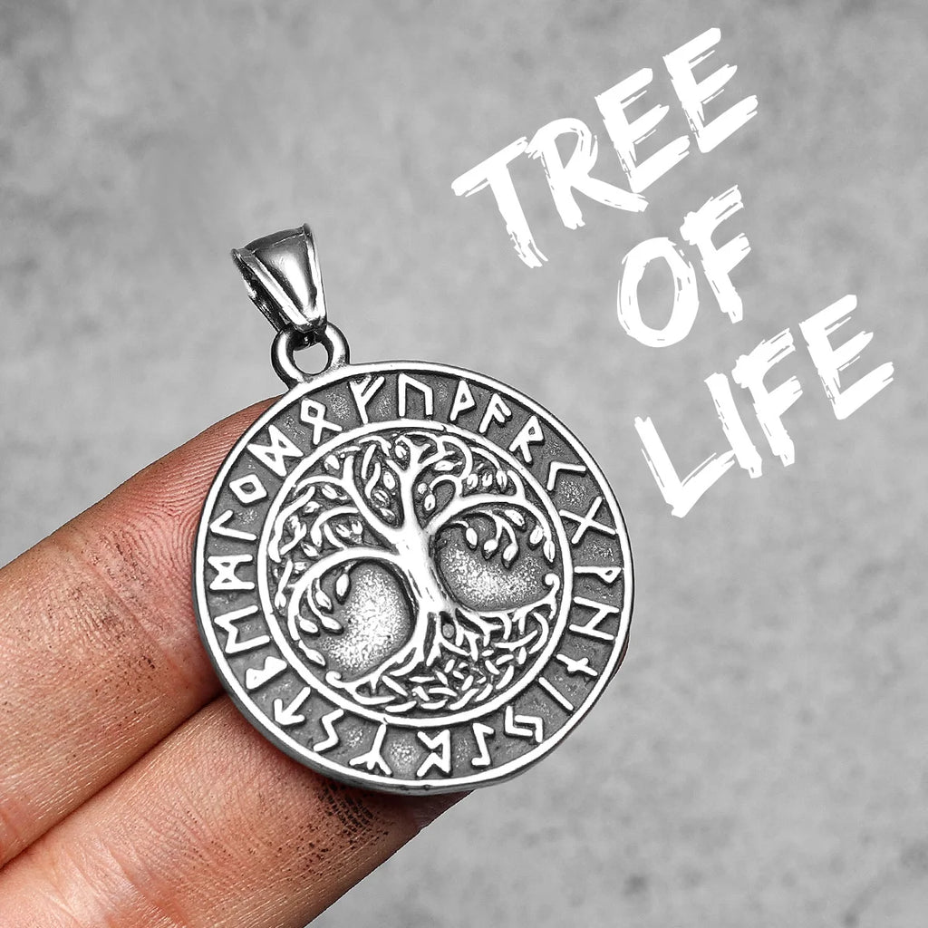 Viking Tree of Life Pendant Necklace — Stainless Steel