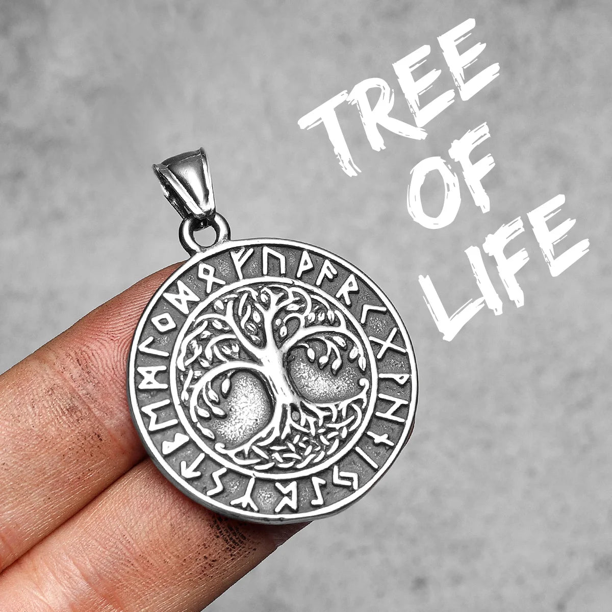 Viking Tree of Life Pendant Necklace — Stainless Steel