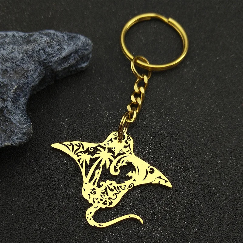 Manta Ray Gold Pendant Necklace