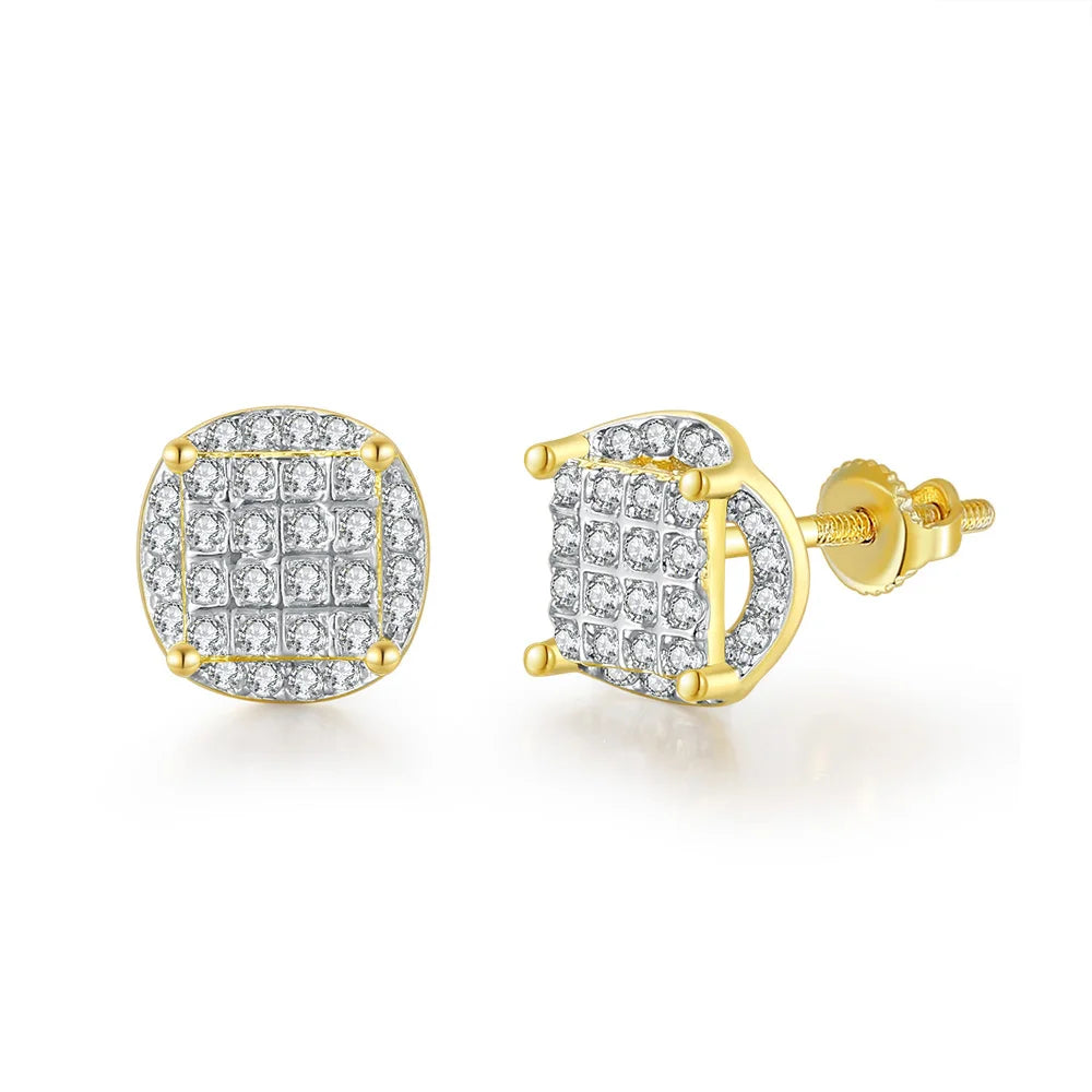 Iced Out Thread Stud Earrings — Gold