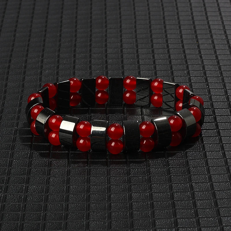Hematite Therapy Stretch Bracelet — Mixed Metal