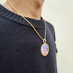 Iced Out Photo Pendant Necklace Stainless Steel