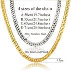 6.5mm Silver Tone/Black Gold Plated Chains for Men Boys, Mens Necklace Chains Stainless Steel Thick Cuban Link Chain
