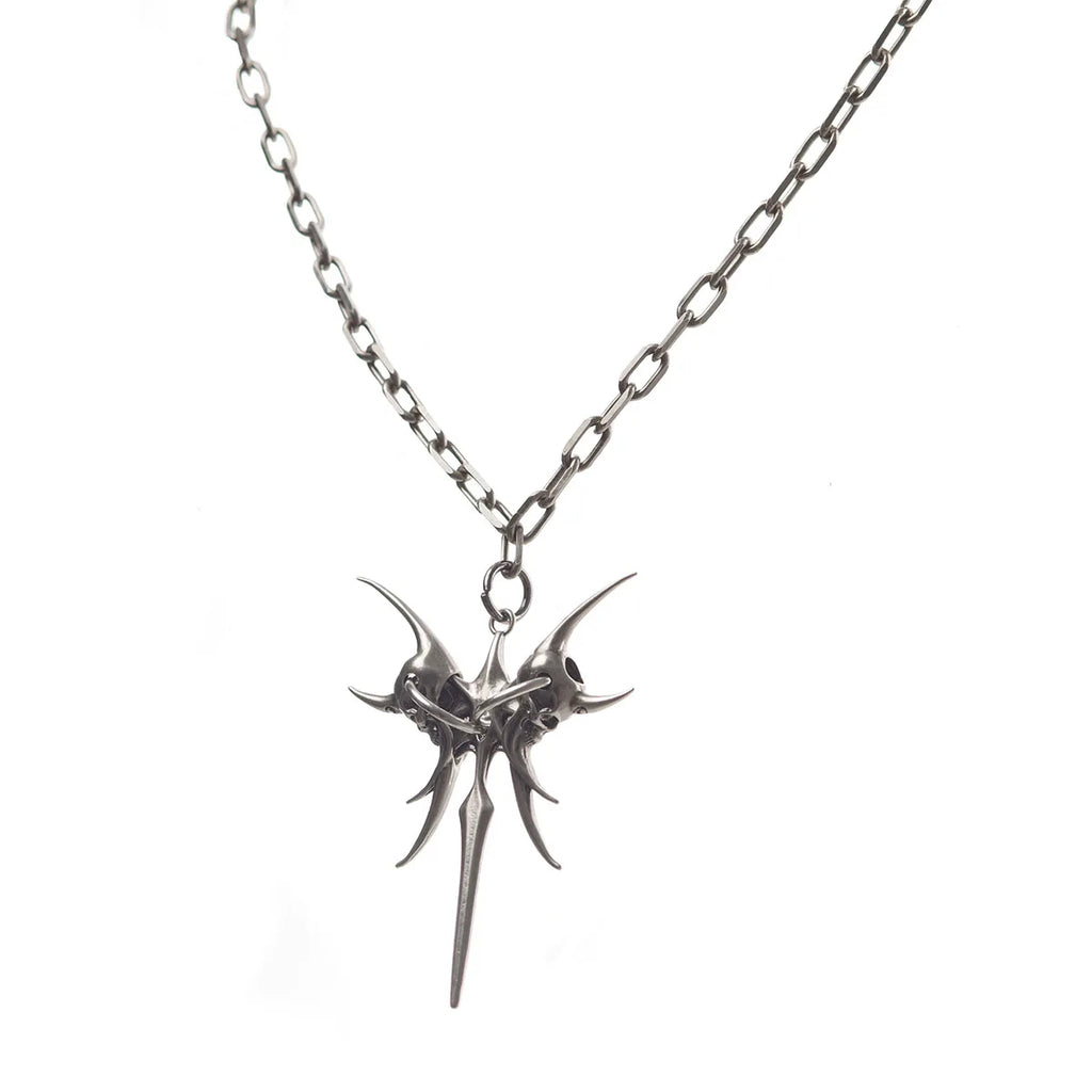 2025 New Punk Necklace Silver Color Metal Unisex Skeleton Spike Stainless Steel Ins Cool Neck Accessaries for Women Men