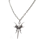 2025 New Punk Necklace Silver Color Metal Unisex Skeleton Spike Stainless Steel Ins Cool Neck Accessaries for Women Men