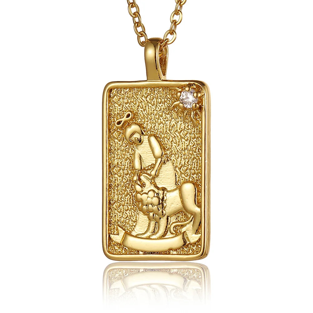 22 Style Classic Tarot Card Pendant Necklace Double Sided Zircon Tarot Necklace Major Arcana Empress Sun Star Sign