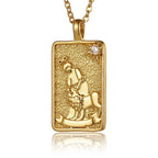 22 Style Classic Tarot Card Pendant Necklace Double Sided Zircon Tarot Necklace Major Arcana Empress Sun Star Sign