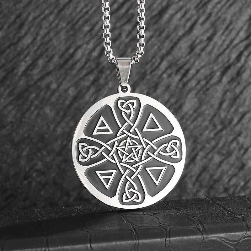 Celtic Witch Knot Pendant Necklace — Steel