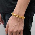 Luxury 24K 9999 Pure Gold real gold Wide 9mm Slub Chain Men's Bracelet Cuban Bracelet