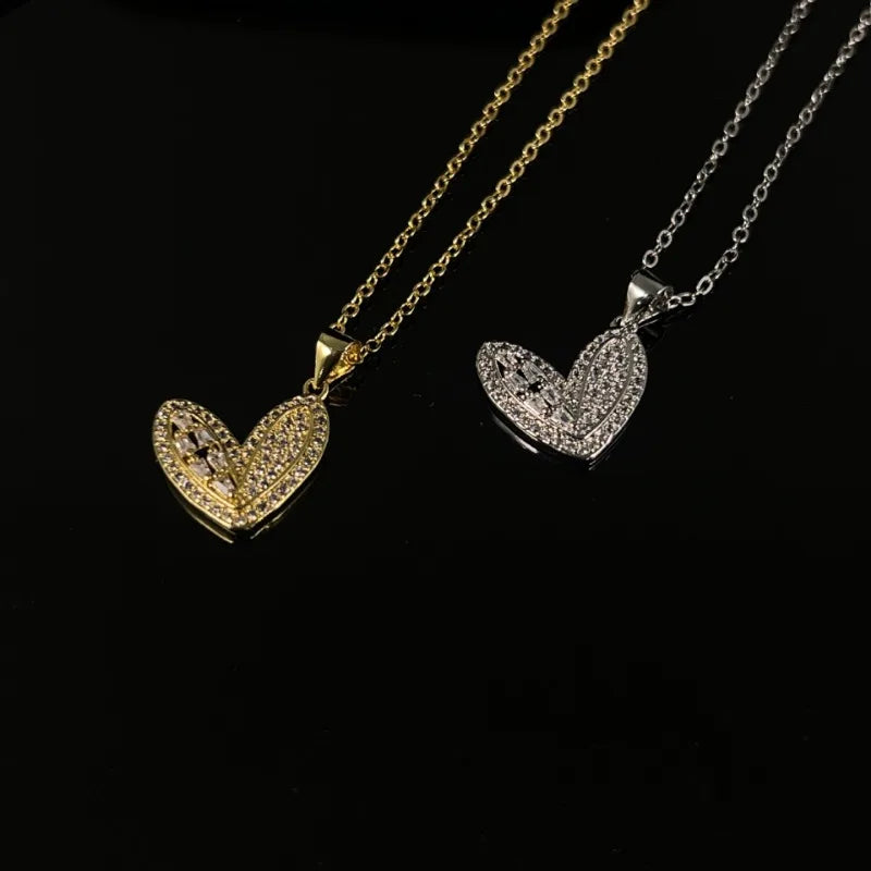 Diamond Love Collarbone Necklace — Stainless