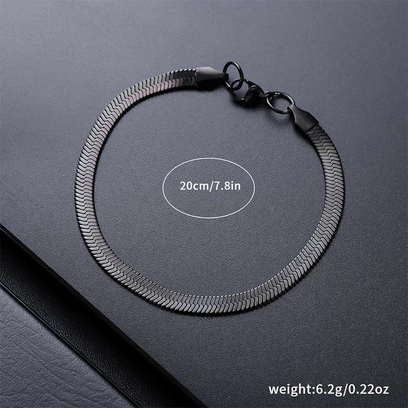 Hiphop Cuban Chain Bracelet Men 4 Styles Black Stainless Steel Snake Bone Link Stylish Braslet Street Cool Boyfriend