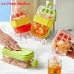 500ml 2in1 Ice Cube Tray with Water Bottle Press Type Portable Ice Maker High Capacity Ice Mold for Home Kitchen Summer