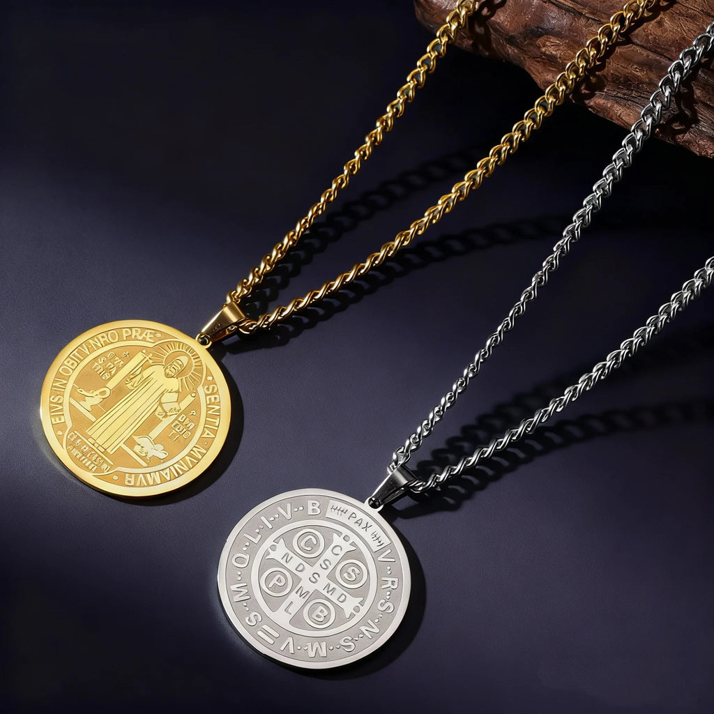 Saint Benedict Pendant Necklace — Stainless Steel