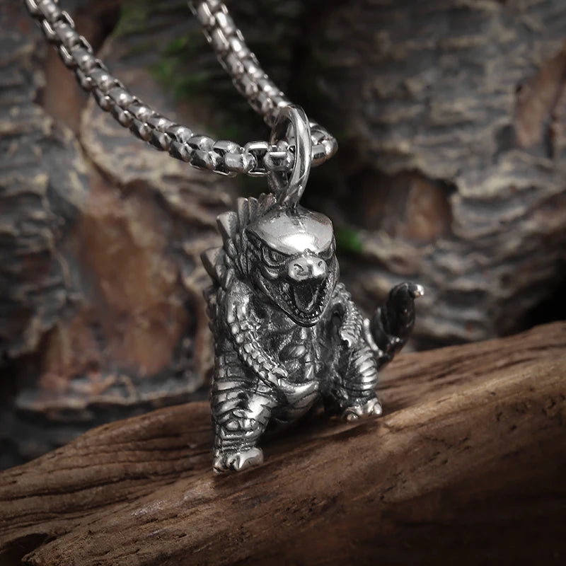 Personalized Cute Dinosaur Beast Animal Pendant Necklace Retro Punk Trendy Jewelry Boy Gift