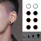 Trendy HipHop Titanium Steel Round Men's Stud Earrings Hippie Stainless Steel Black Drip Earings for Men Couple