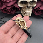 3D Raven Skull Necklace Resin Replica Raven Magpie Crow Poe Gothic Gift,Halloween Raven Skull Necklace,Goth Bird Skull Jewelry