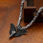 Gothic Crow Skull Stainless Steel Pendant Necklace