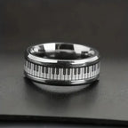 Music Enthusiasts, Musicians' Gifts, Exquisite Jewelry Fashionable Men's Stainless Steel Piano Rings, Fashionable Wedding Rings