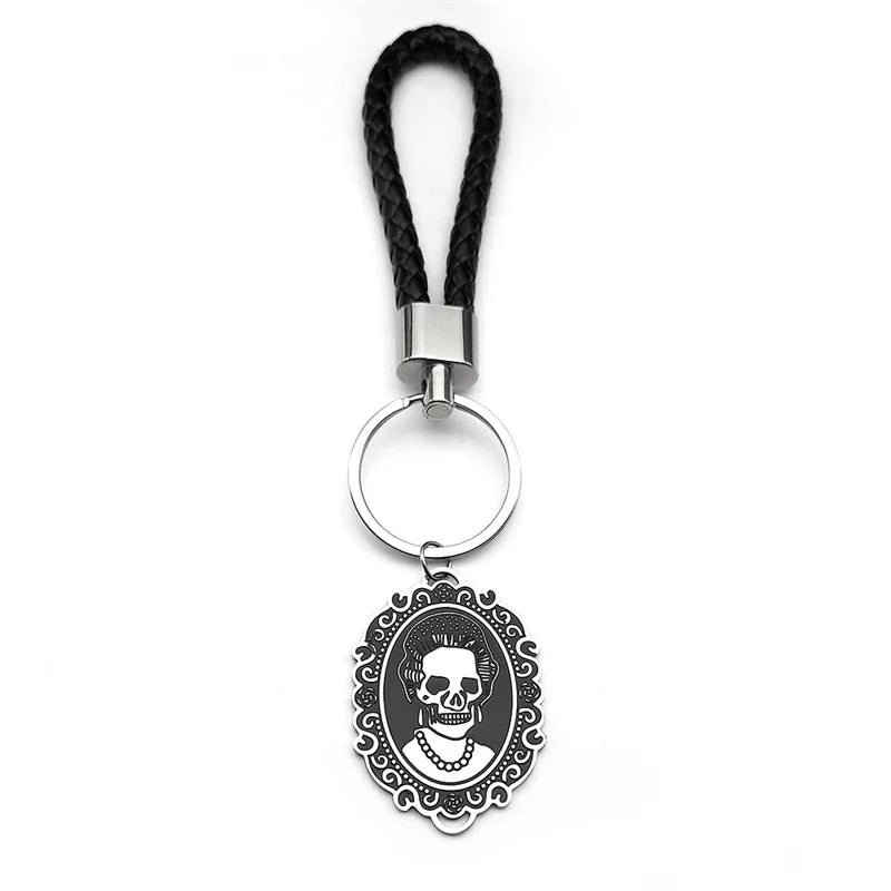 Skull Key Steel Pendant Gothic Skeleton Leahter