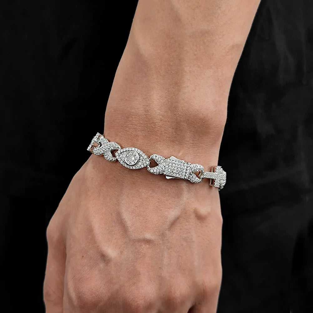 Cross Cuban Bracelet Iced Out 8MM Stainless Steel