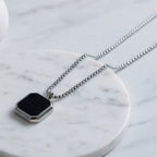 Punk Style Black Square Pendant Necklace For Men Women Hip Hop Stainless Steel Gold Color Neck Chain Rock Jewelry Cool Fashion
