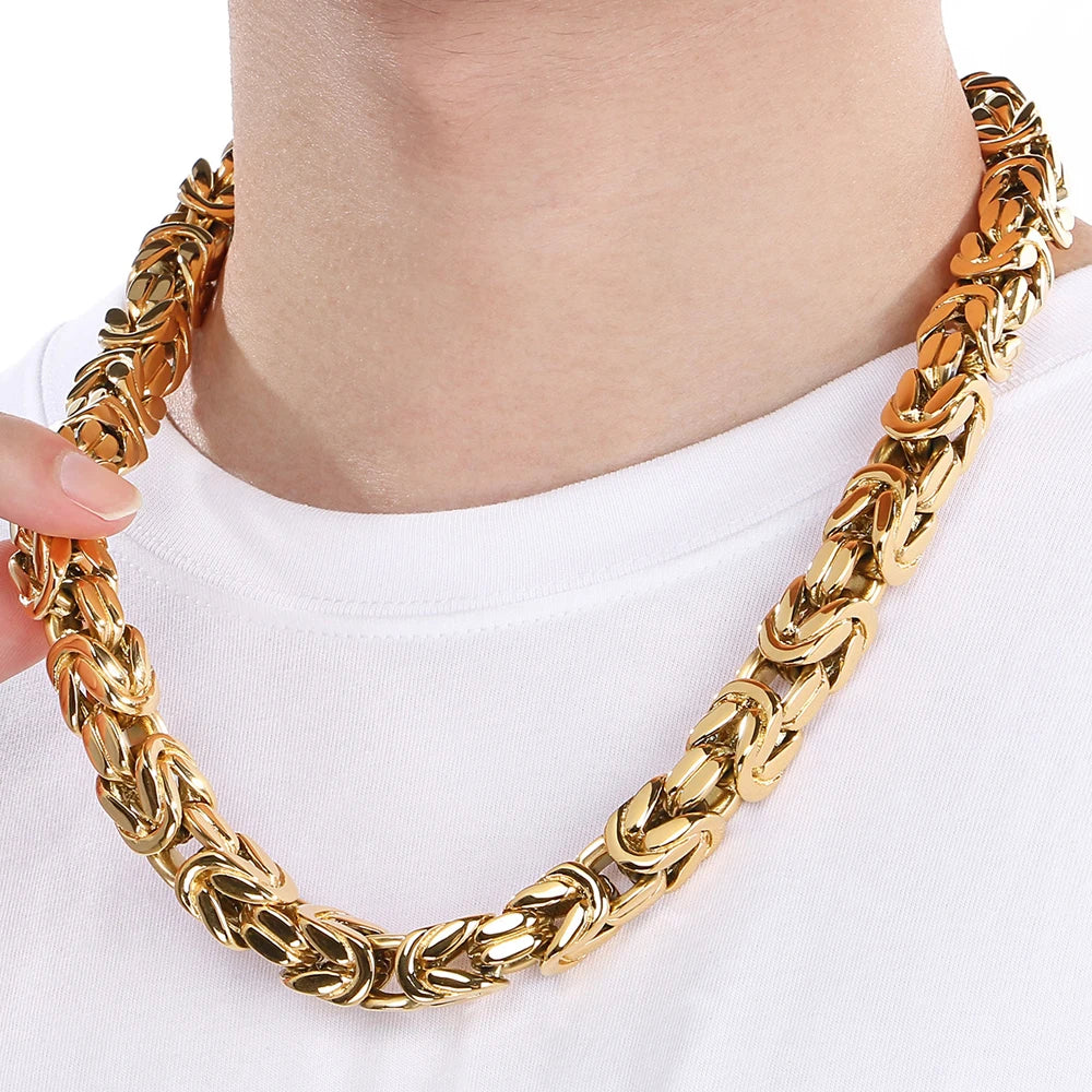 60/63CM Length Chain Necklace for Man Solid 10/13MM Width Stainless Steel Link Chains On Neck Jewelry Mens Necklaces