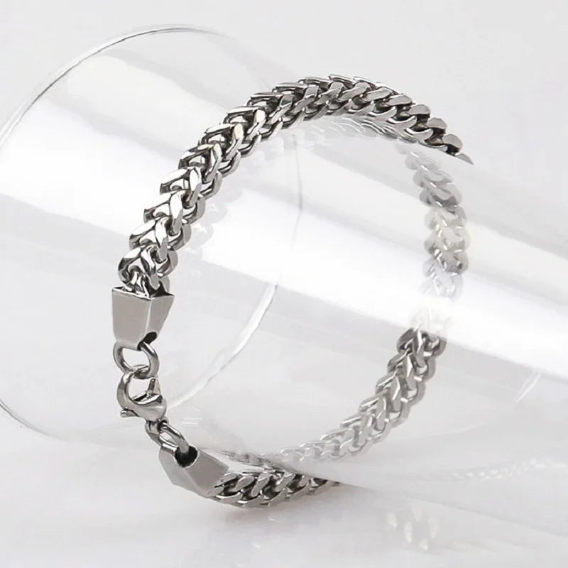 316L Stainless Steel Cuban Chain Bracelet for Men Women Figaro Vintage Metal Viking Kpop Pulseras Emo Cute Luxury