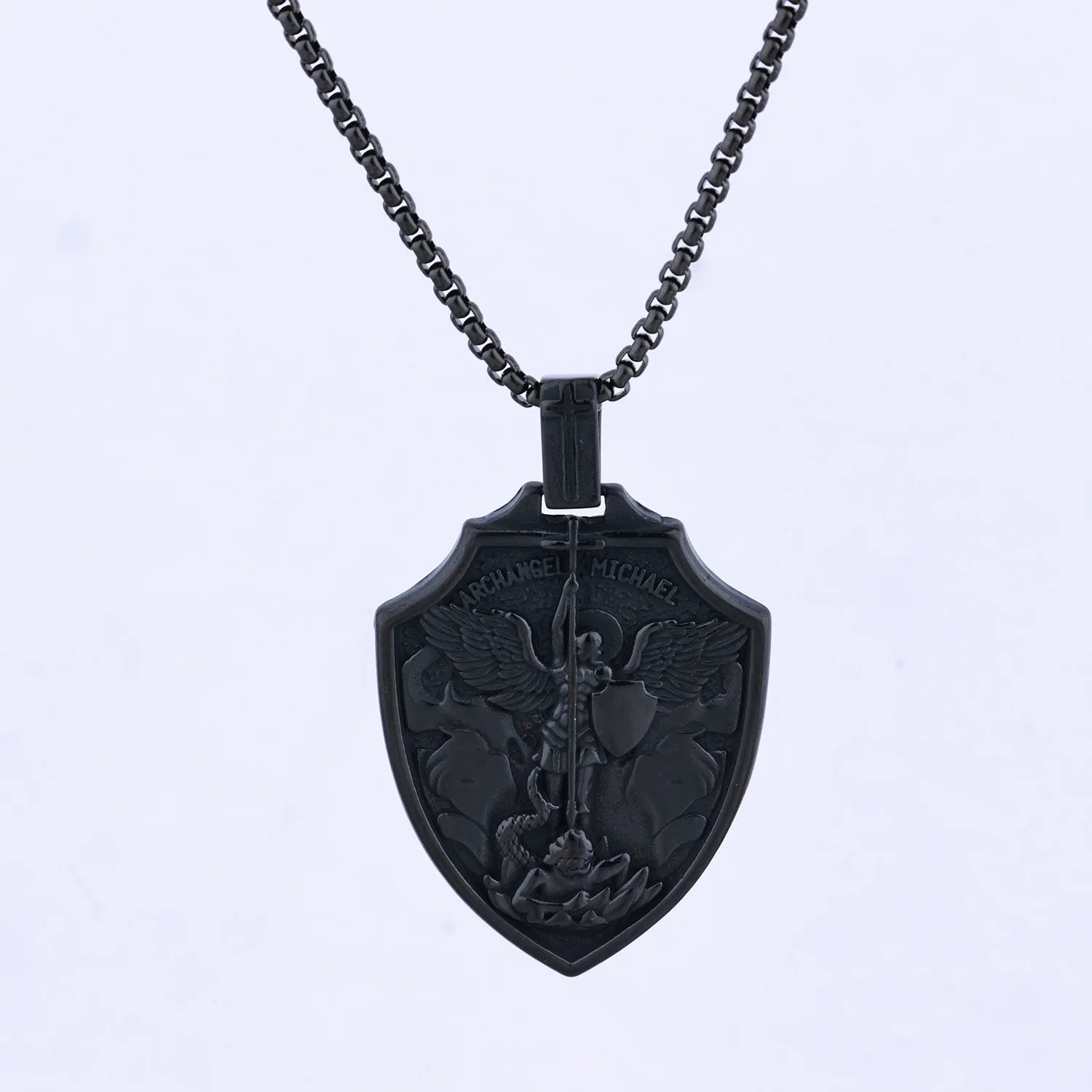 Punk Style Retro Style Archangel Michael Stainless Steel Pendant Does Not Fade