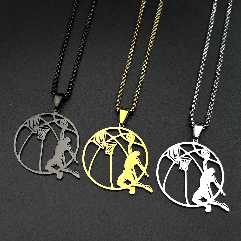 Basketball Stainless Steel Pendant Necklace
