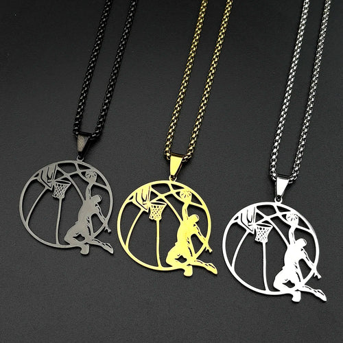 Basketball Stainless Steel Pendant Necklace